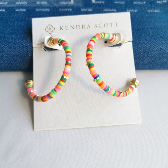 Kendra Scott Jewelry - Kendra Scott Reece Gold Neon Mix Small Hoop Earrings